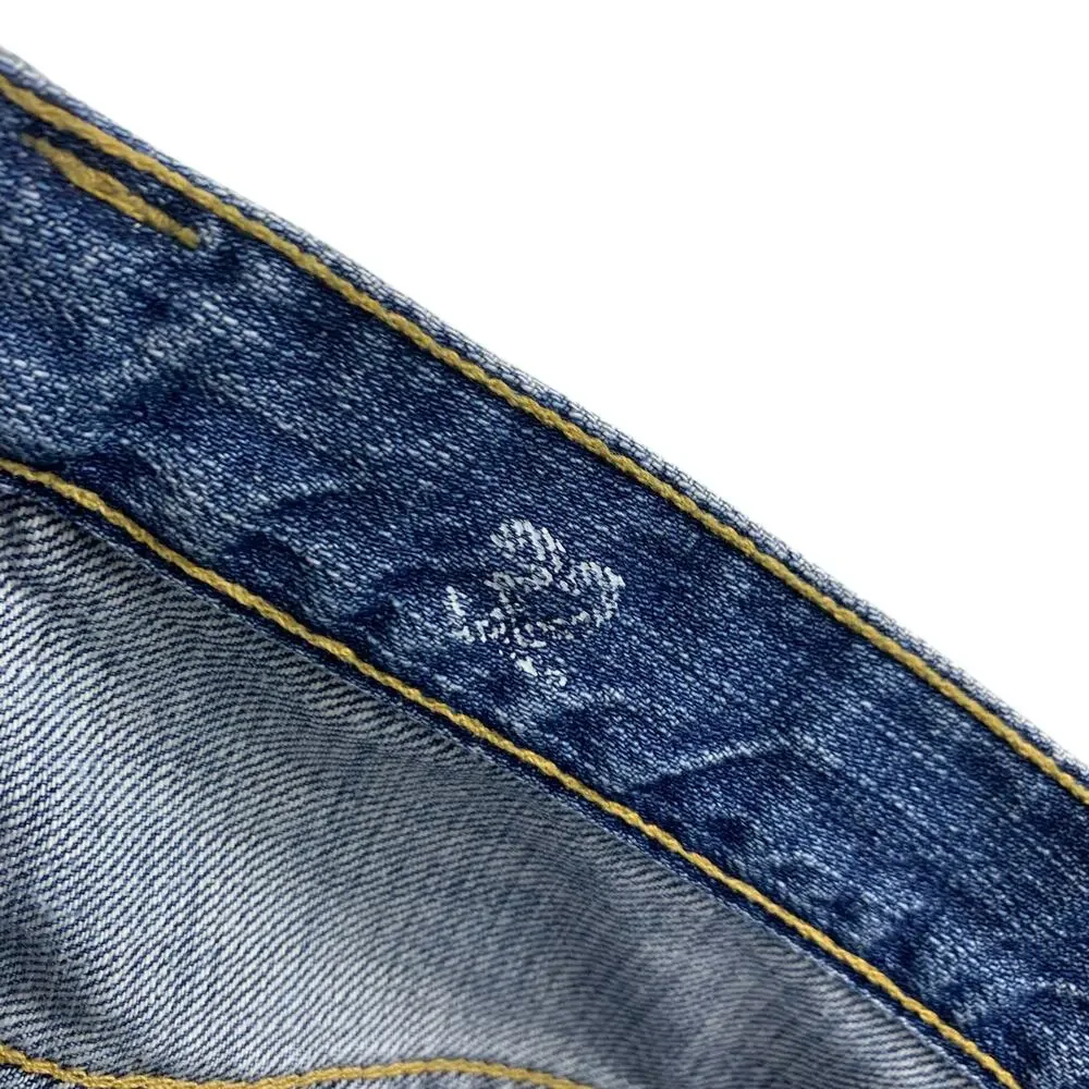 JCREW Vintage Slim Jeans Size 32X33 Destroyed Holes 100% Cotton Blue Paint Denim